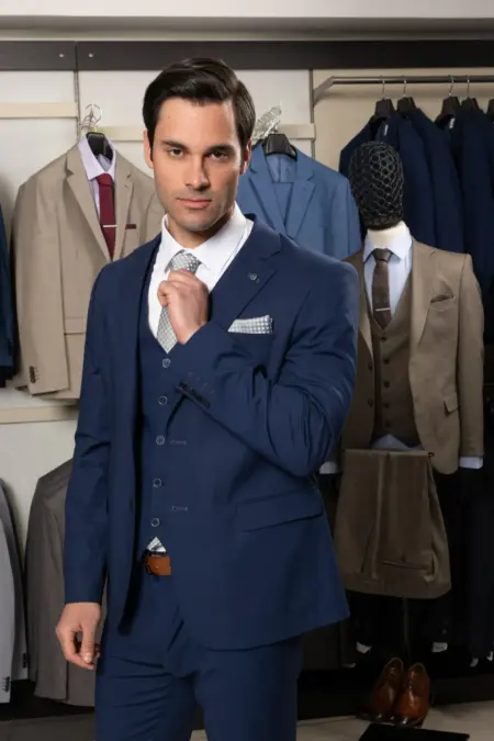 Κοστούμι Γαμπριάτικο Μπλε με γιλέκο #131