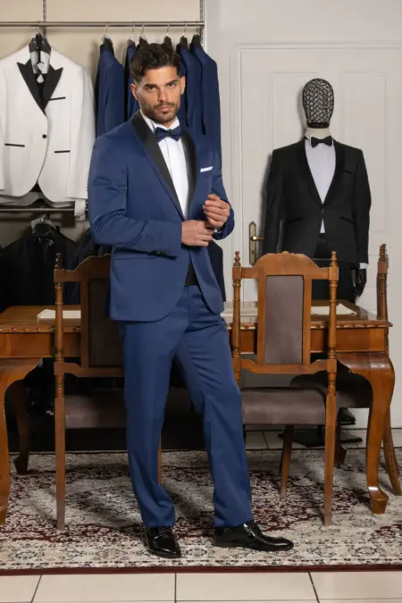 Γαμπριάτικο Κοστούμι Μπλε Με Ζωνάρι Και Παπιγιόν #111