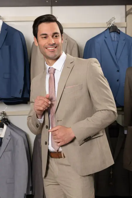 Κοστούμι Μπεζ στενής γραμμής #128