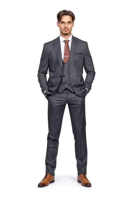 Κοστούμι Ανδρικό Γκρι Με Γκρι Γιλέκο