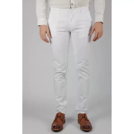 Παντελόνι Chinos Modern Fit Λευκό Βαμβακερό CH305