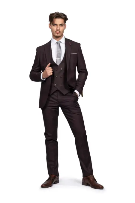Κοστούμι Ανδρικό Με Βαθύ Μπορντό Γιλέκο 164
