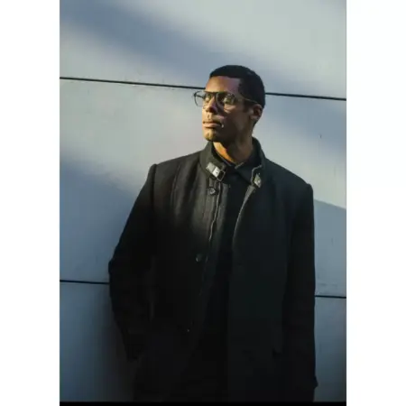 Παλτό μαύρο πικέ με όρθιο γιακά8431