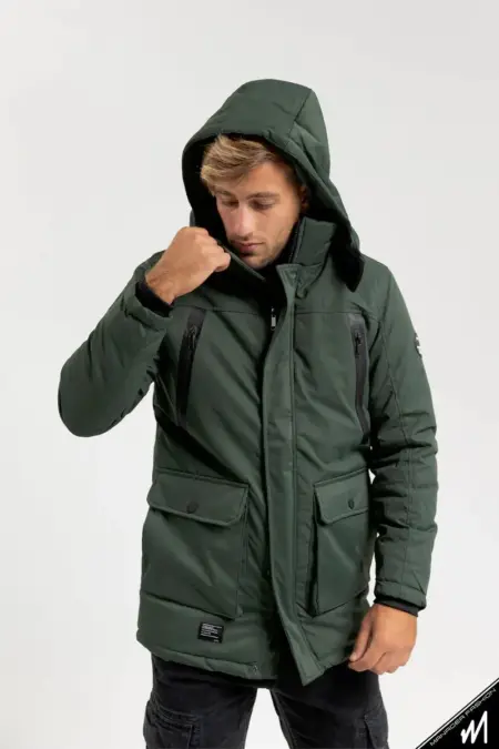 Μπουφάν Ανδρικό Parka Χακί Με Αποσπώμενη Κουκούλα 109