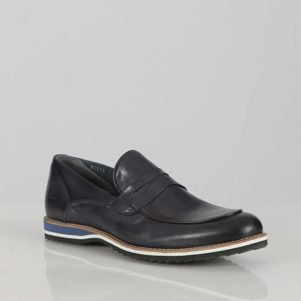 Ανδρικό Slip On Δερμάτινο Παπούτσι Penny Loafer Μπλε 152001