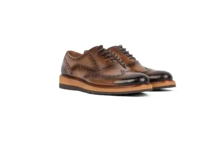 Ανδρικά Παπούτσια Δερμάτινα Brogue Oxfords Καφέ 1920-05