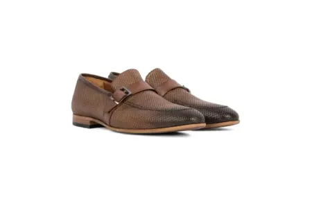 Ανδρικά Παπούτσια Δερμάτινα Monk Straps Καφέ 1920-08
