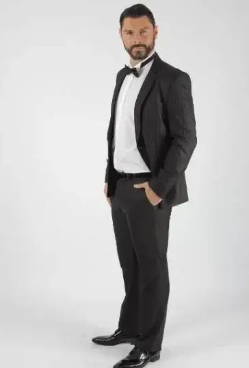 Ανδρικό Κοστούμι Μαύρο Ριγέ Slim Fit Senso Diverso