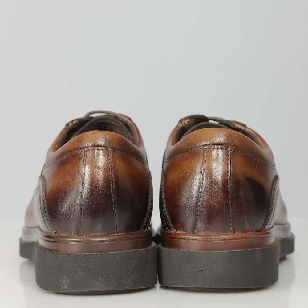 Ανδρικά Παπούτσια Δερμάτινα Blucher Brogue Diamond Pattern Καφέ 20502