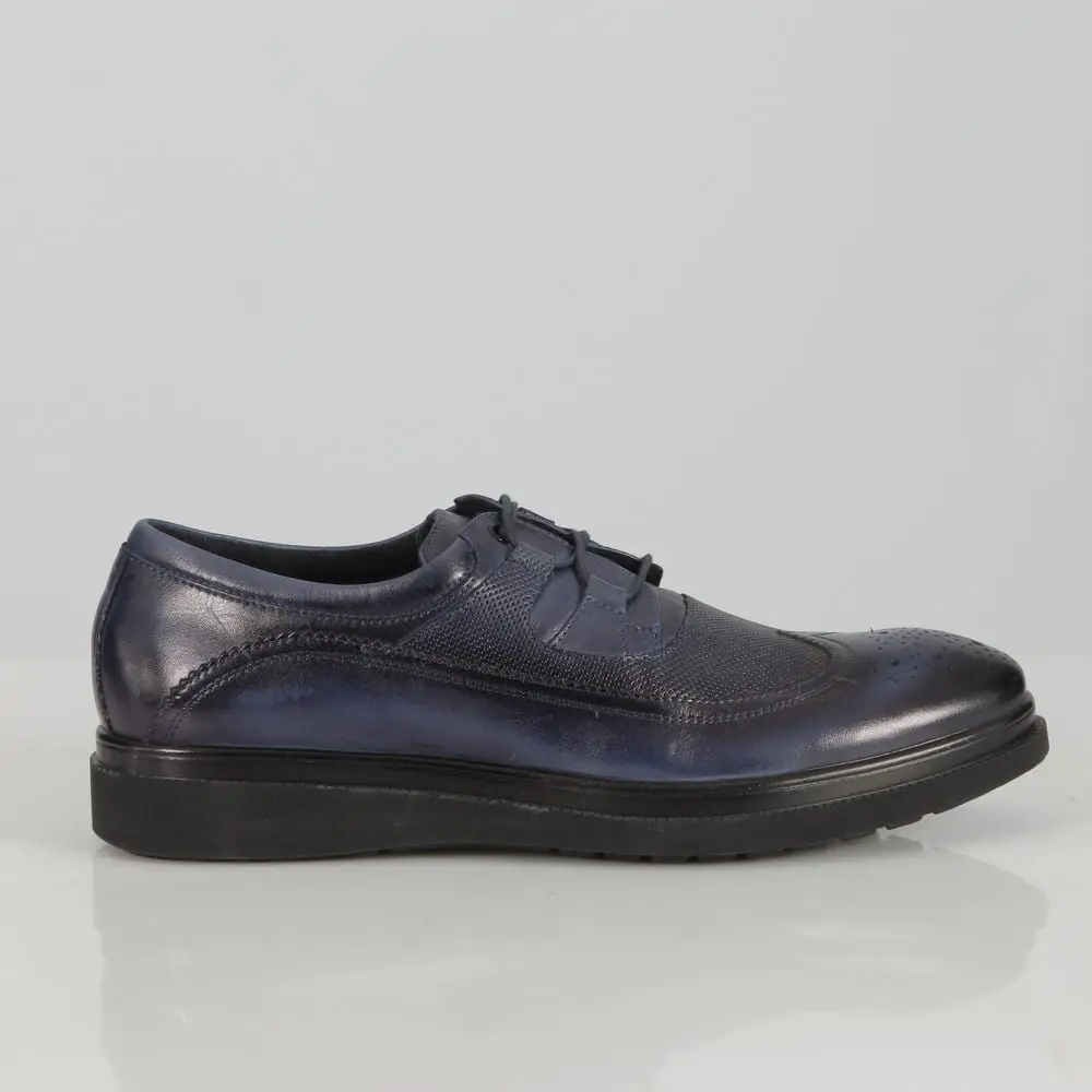 Ανδρικά Παπούτσια Δερμάτινα Blucher Brogue Diamond Pattern Μπλε 20503
