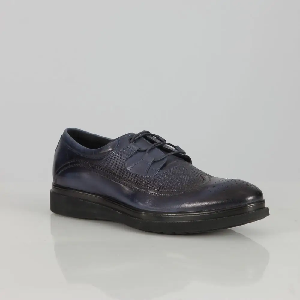 Ανδρικά Παπούτσια Δερμάτινα Blucher Brogue Diamond Pattern Μπλε 20503