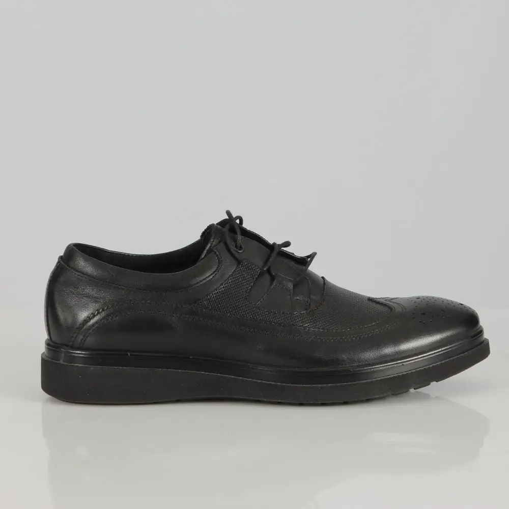 Ανδρικά Παπούτσια Δερμάτινα Blucher Brogue Diamond Pattern Μαύρα 20505