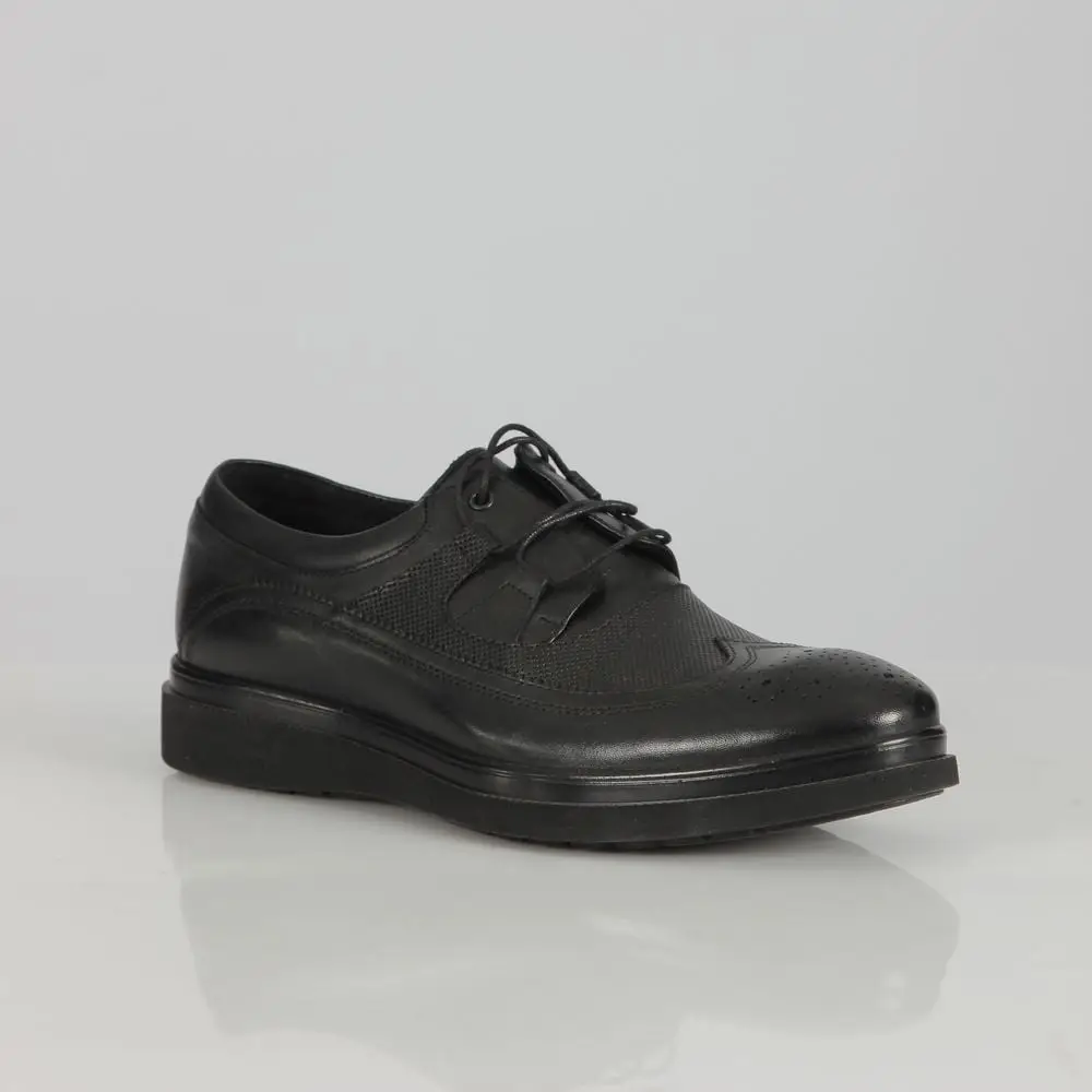 Ανδρικά Παπούτσια Δερμάτινα Blucher Brogue Diamond Pattern Μαύρα 20505
