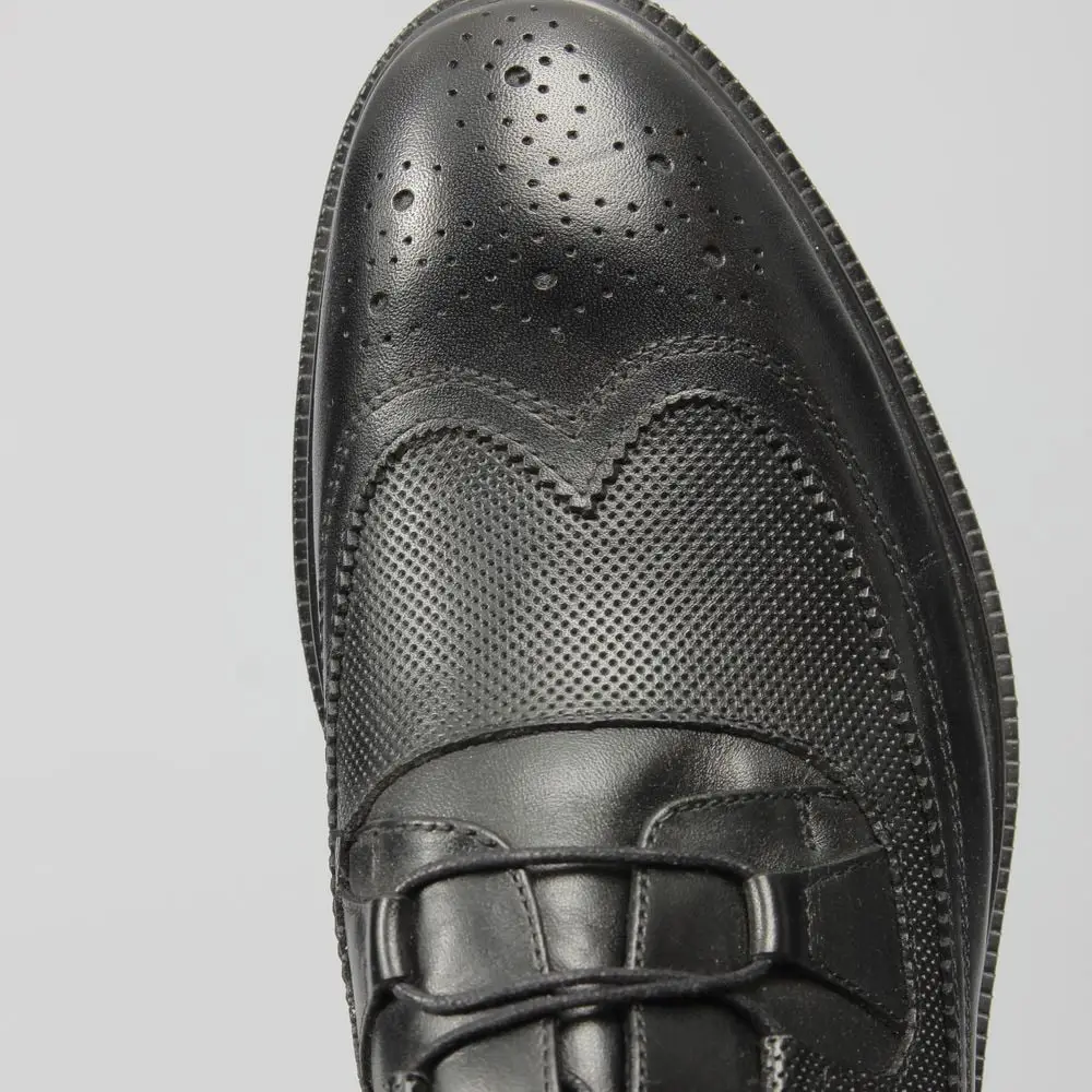 Ανδρικά Παπούτσια Δερμάτινα Blucher Brogue Diamond Pattern Μαύρα 20505