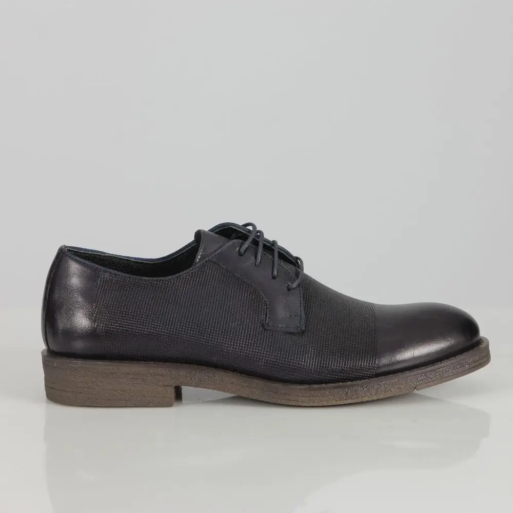 Ανδρικά Παπούτσια Δερμάτινα Blucher Μπλε Diamond Pattern 20514