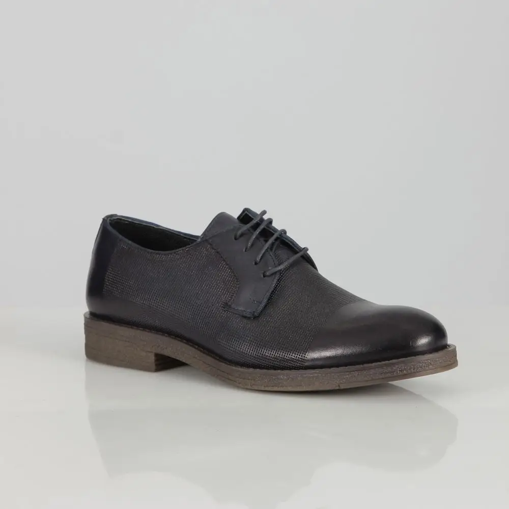 Ανδρικά Παπούτσια Δερμάτινα Blucher Μπλε Diamond Pattern 20514