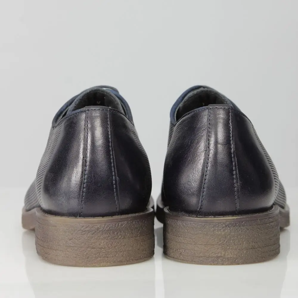 Ανδρικά Παπούτσια Δερμάτινα Blucher Μπλε Diamond Pattern 20514