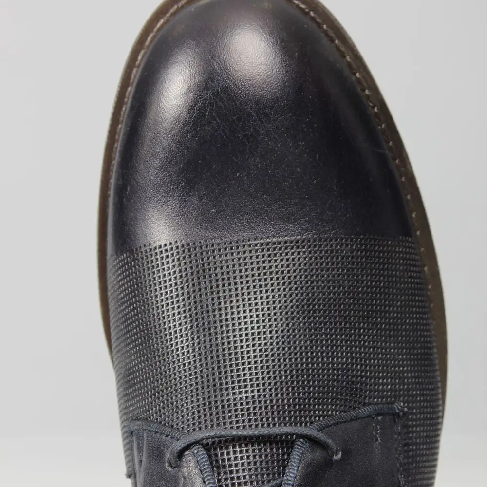 Ανδρικά Παπούτσια Δερμάτινα Blucher Μπλε Diamond Pattern 20514