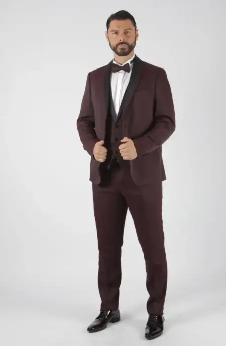 Ανδρικό Κοστούμι Μπορντό Με Γιλέκο Senso Diverso  S24-12