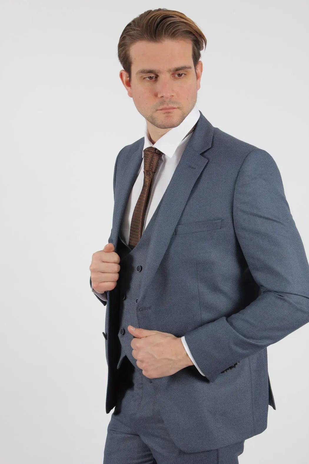 Ανδρικό Κουστούμι Μπλε Πικέ Slim Fit Senso Diverso 301-02