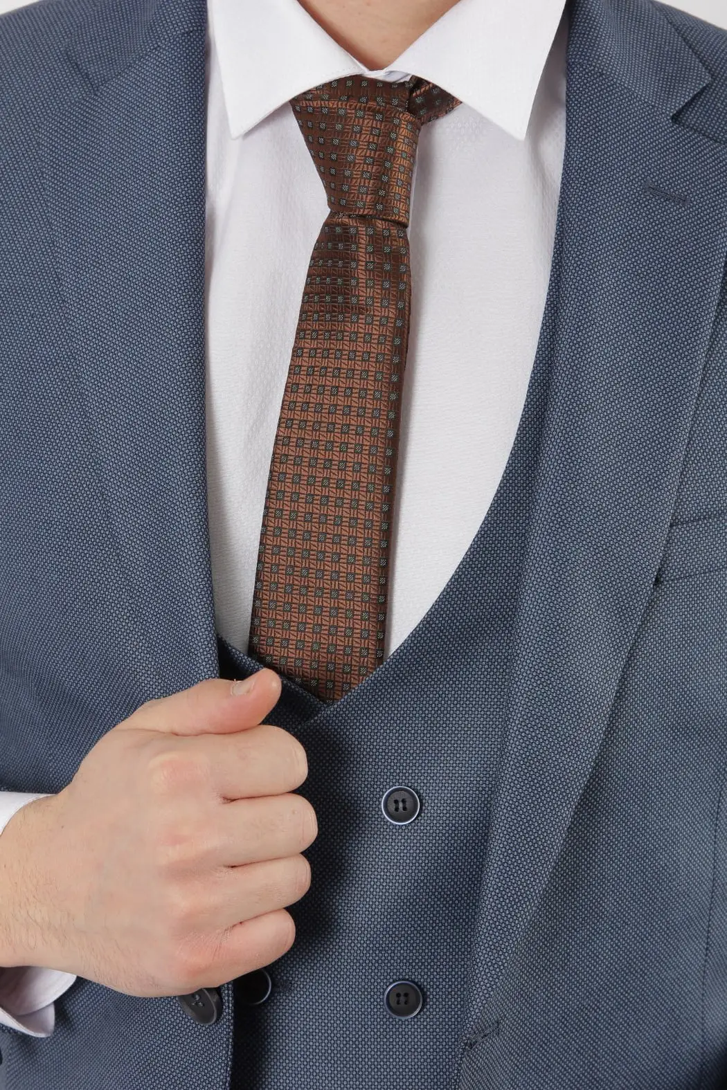 Ανδρικό Κουστούμι Μπλε Πικέ Slim Fit Senso Diverso 301-02