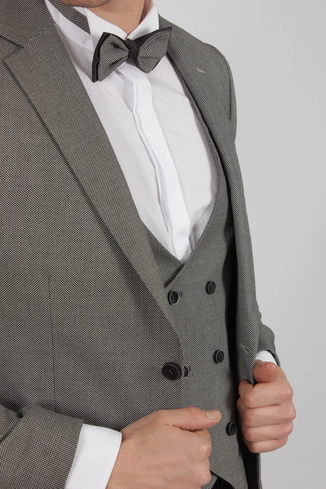 Γαμπριάτικο Slim Fit Κουστούμι Senso Diverso Γκρι Μικροσχέδιο 303-04