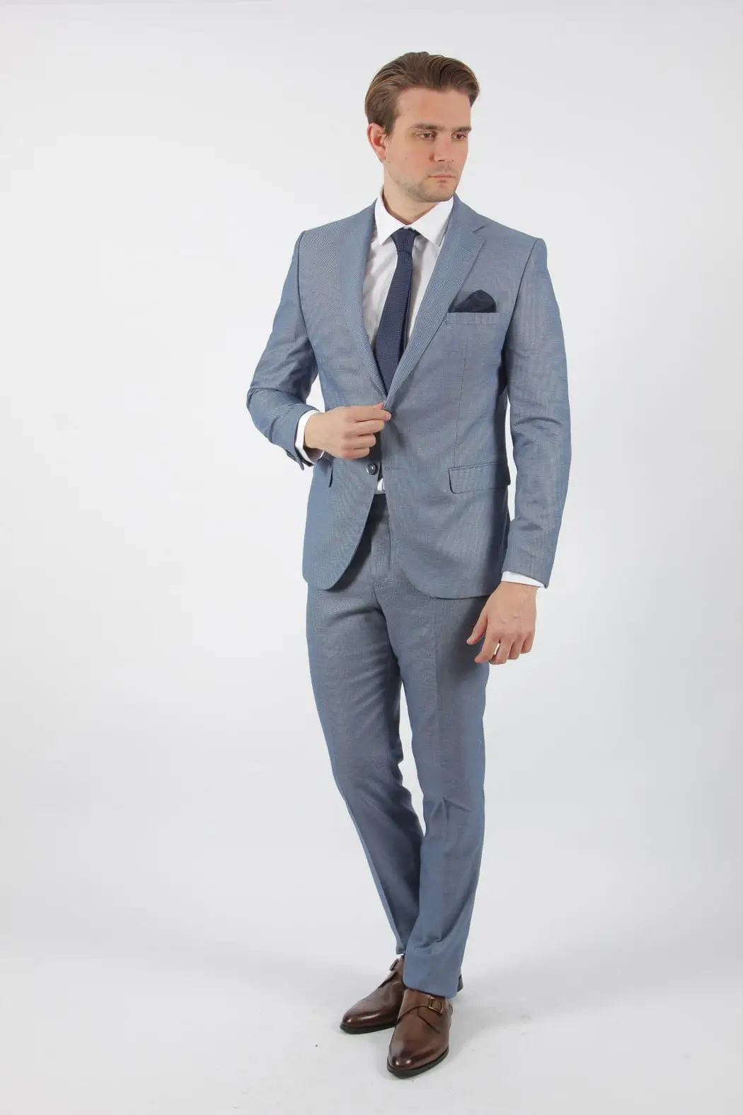 Ανδρικό Κουστούμι Slim Fit Senso Diverso Light Blue Πικέ Slim Fit 312-04