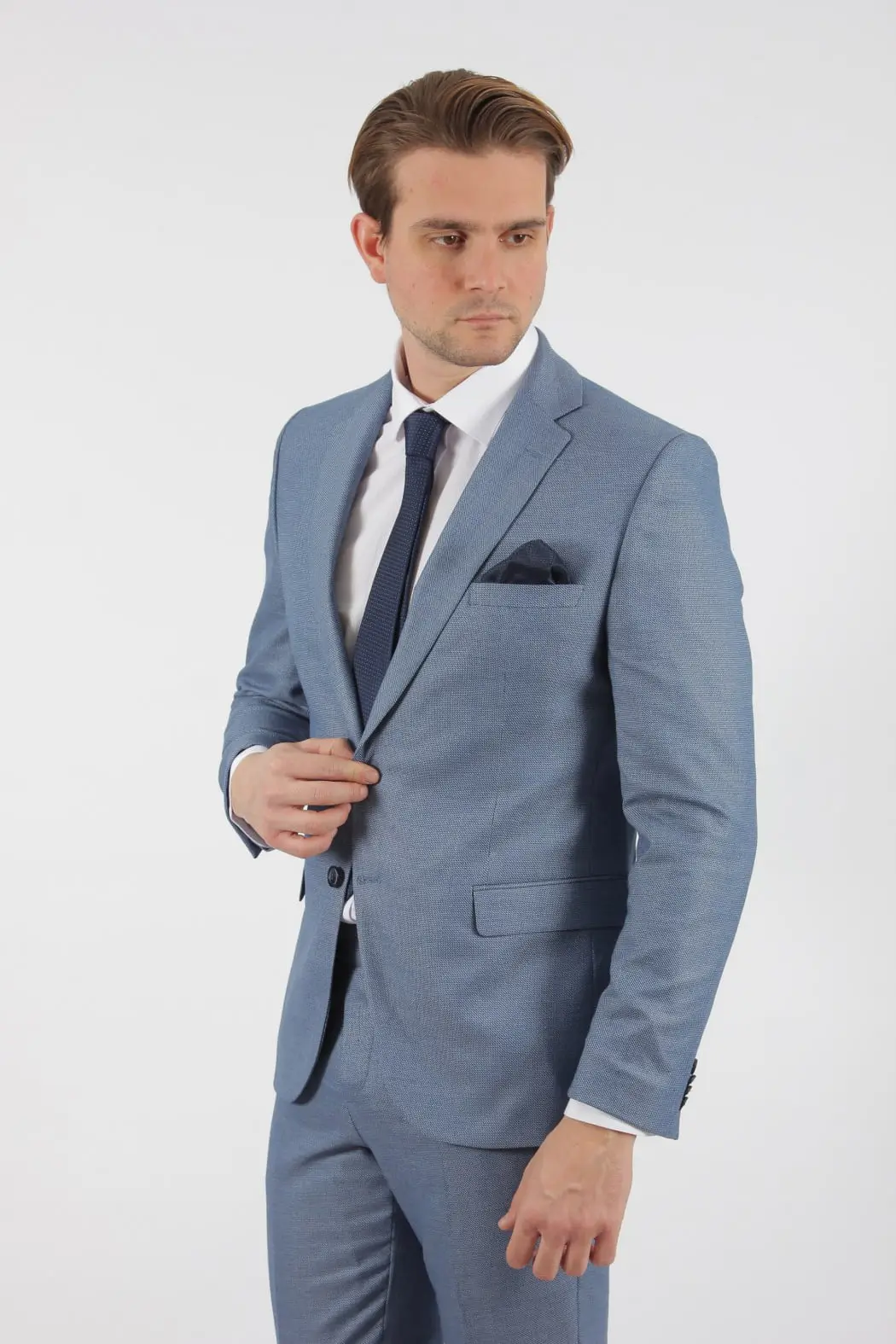 Ανδρικό Κουστούμι Slim Fit Senso Diverso Light Blue Πικέ Slim Fit 312-04