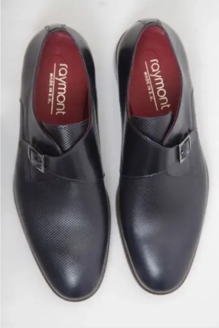 Ανδρικά Παπούτσια Slip On Δερμάτινα Monk Strap Diamond Pattern Μπλε 356
