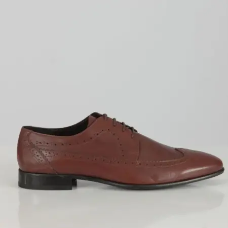 Ανδρικό Παπούτσι Δερμάτινο Derby Brogue Καφέ 364