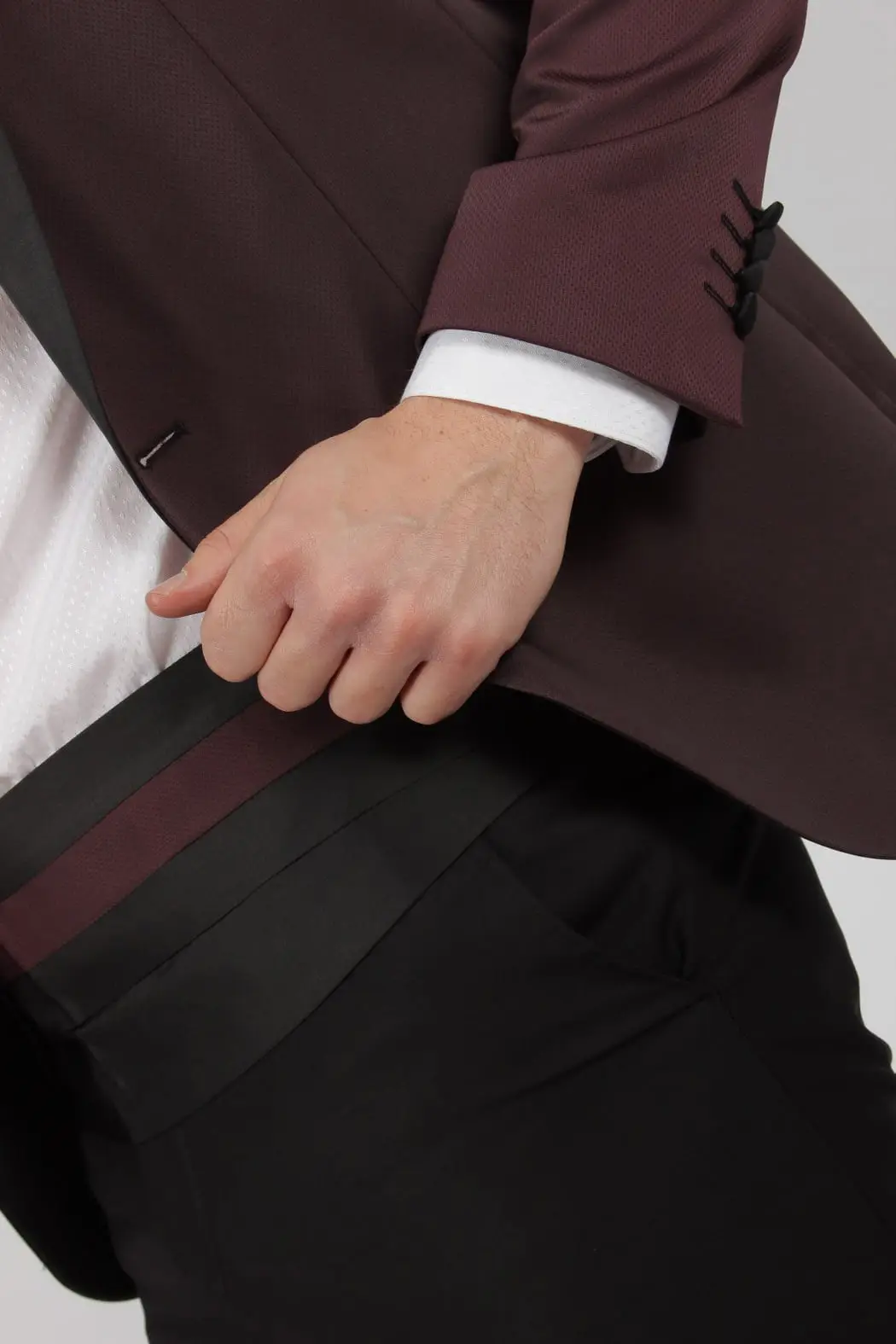 Γαμπριάτικο Κουστούμι Senso Diverso  Γκρενά Slim Fit Στρογγυλό Πέτο 4135-03