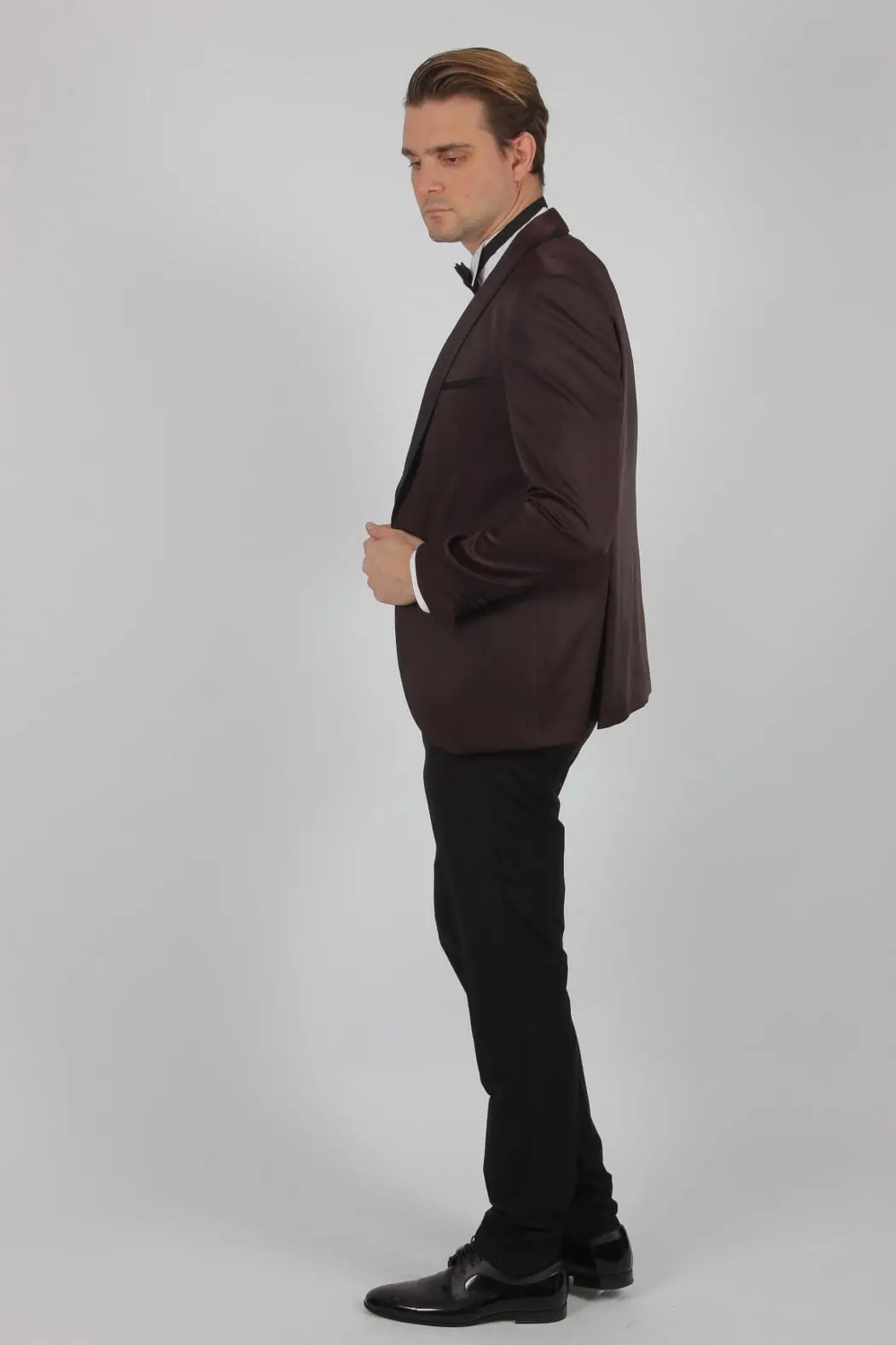 Γαμπριάτικο Κουστούμι Senso Diverso  Γκρενά Slim Fit Στρογγυλό Πέτο 4135-03
