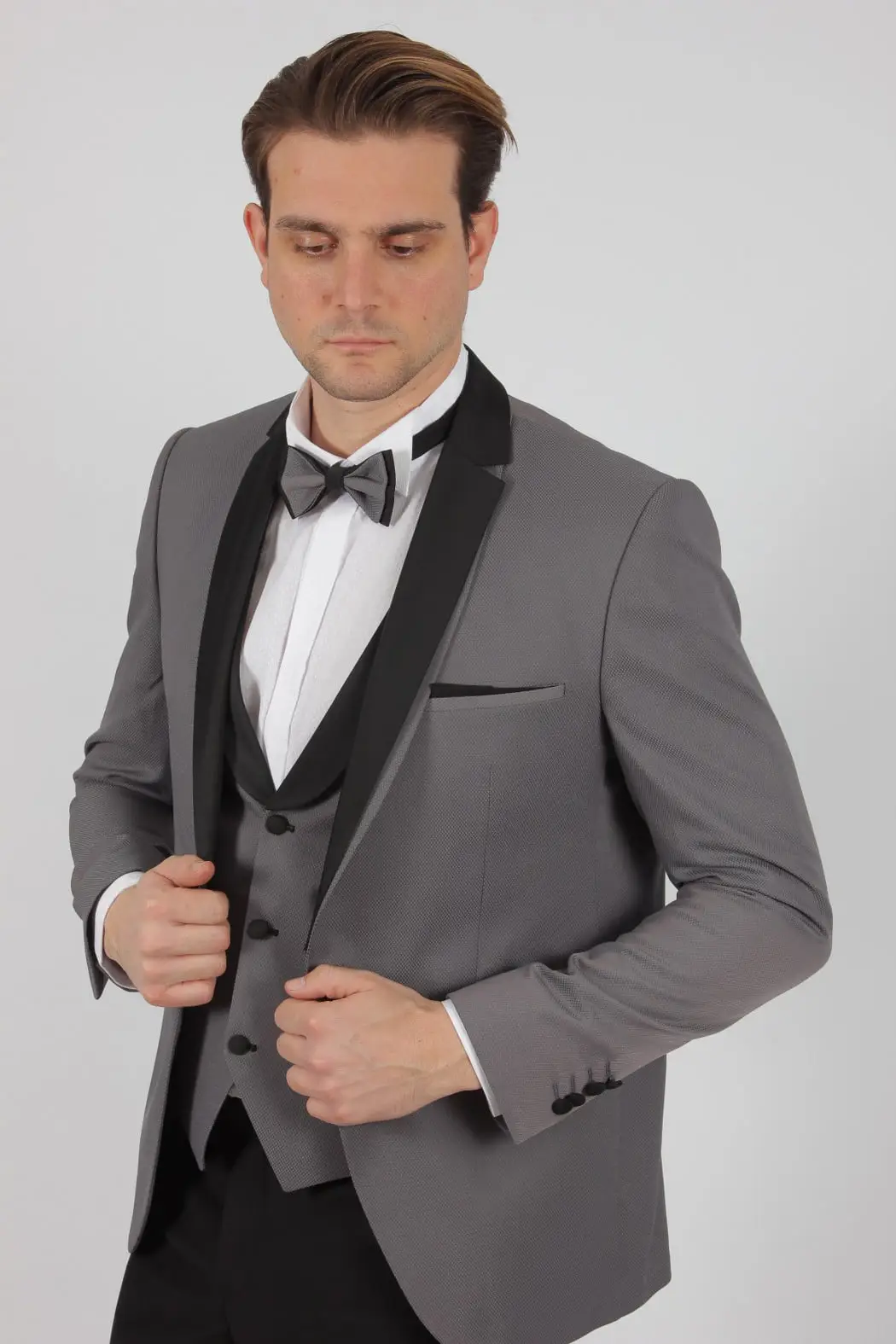Γαμπριάτικο Slim Fit Κουστούμι Senso Diverso Γκρι 4169-02