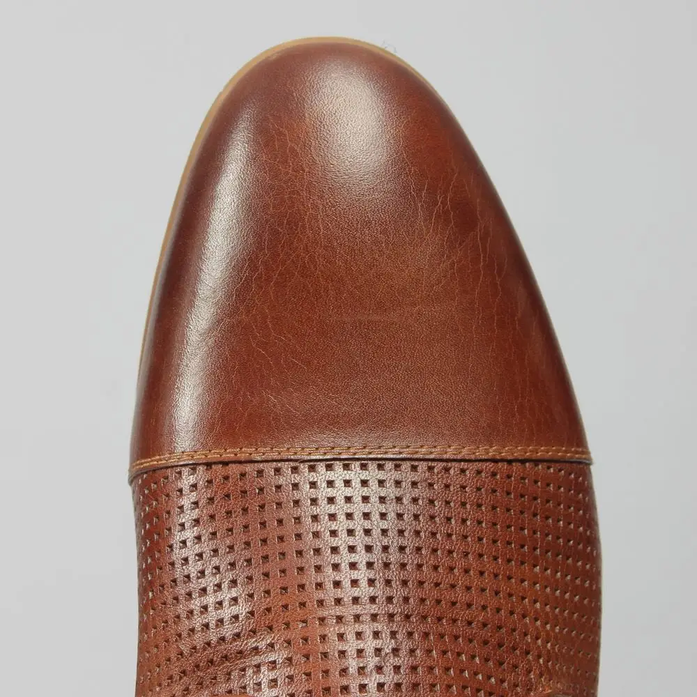 Ανδρικό Δερμάτινο Παπούτσι Derby Diamond Pattern Ταμπά 53409 - Image 4