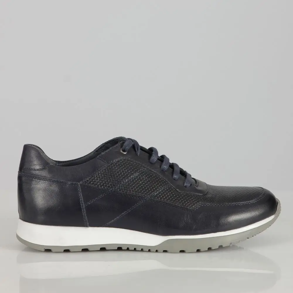 Ανδρικά Δερμάτινα Παπούτσια Sneakers Diamond Pattern Μαύρα C505-3