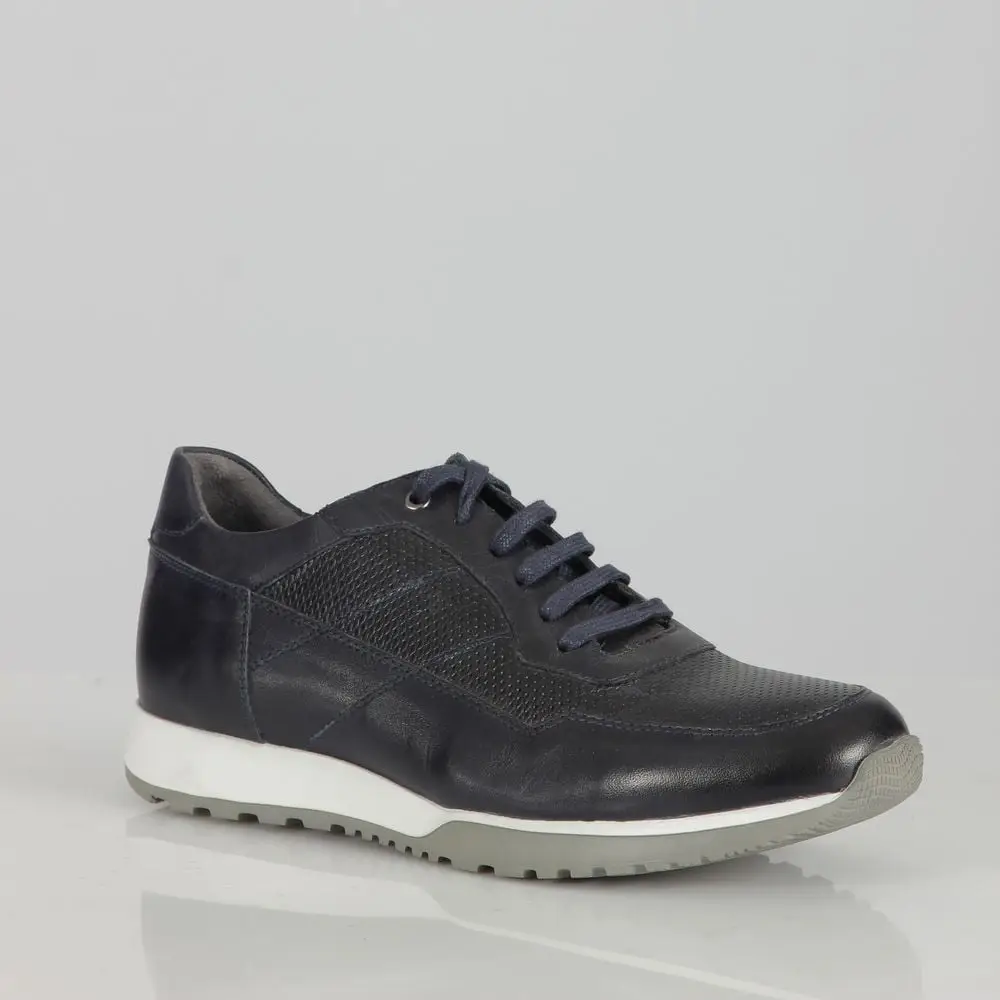 Ανδρικά Δερμάτινα Παπούτσια Sneakers Diamond Pattern Μαύρα C505-3