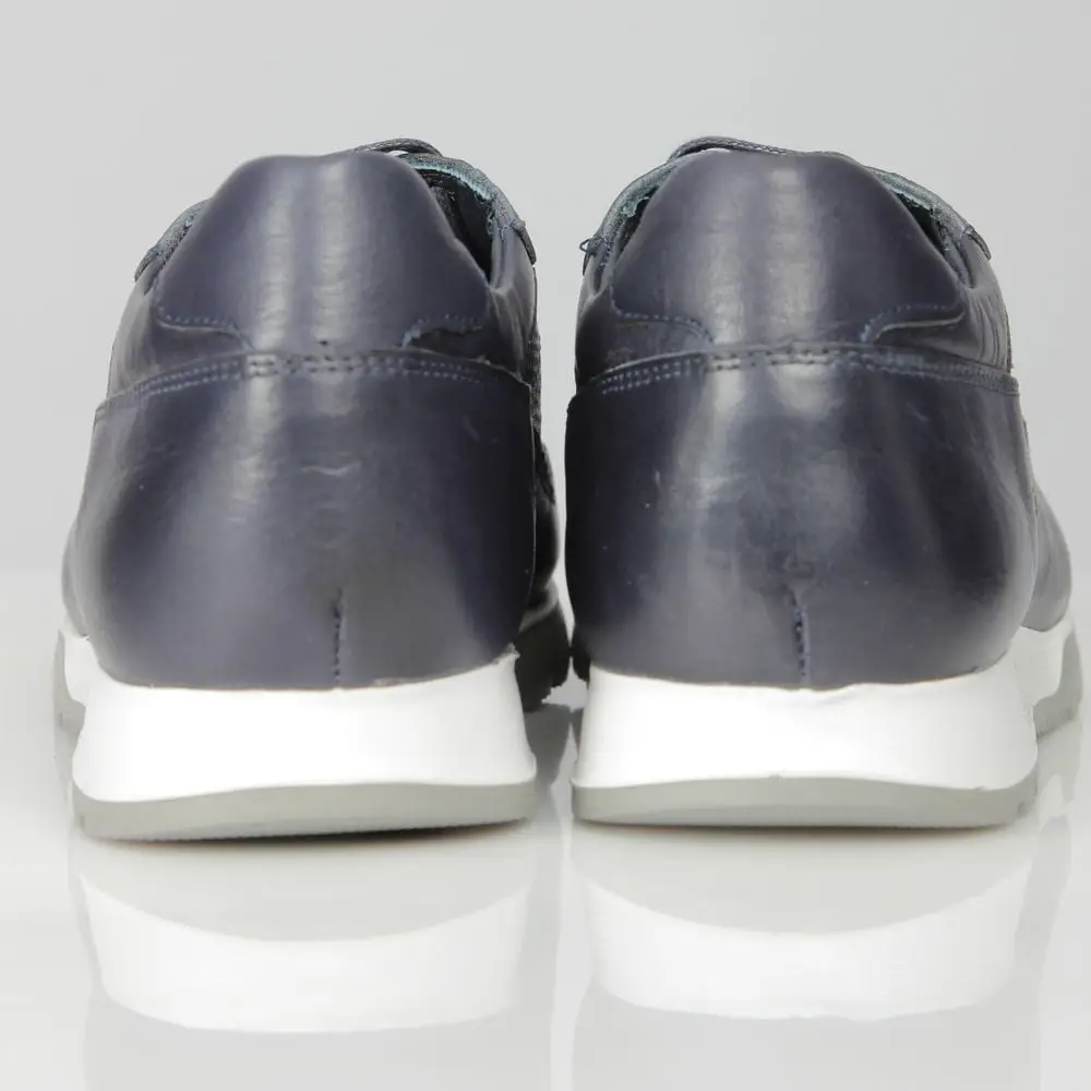 Ανδρικά Δερμάτινα Παπούτσια Sneakers Diamond Pattern Μαύρα C505-3