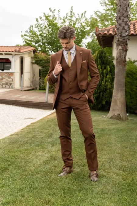 Ανδρικό Κοστούμι Κάμελ Noble Kapralos  Slim Fit 22100