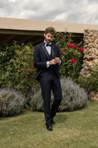 Ανδρικό Γαμπριάτικο Κοστούμι Ριγέ Slim Fit SU-15