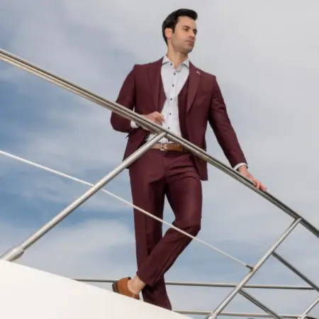 Ανδρικό Κοστούμι Μπορντό Με Γιλέκο Senso Diverso S24-23