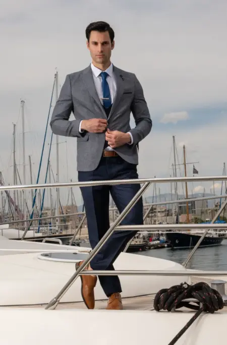 Ανδρικό Γκρι Σακάκι Slim Fit Noble Kapralos SS-26