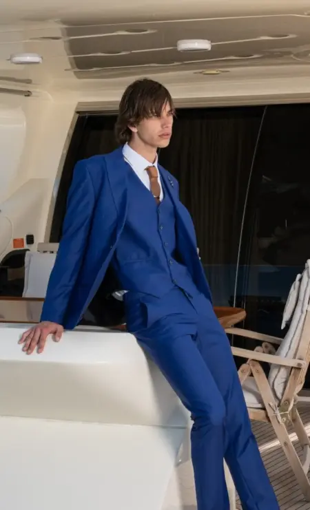 Ανδρικό Κοστούμι Μπλε Στενή Εφαρμογή Senso Diverso  S24-52