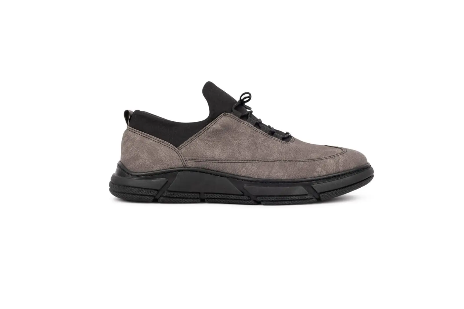 Ανδρικά Δερμάτινα Παπούτσια Suede Sneakers Μαύρο Γκρι 2204