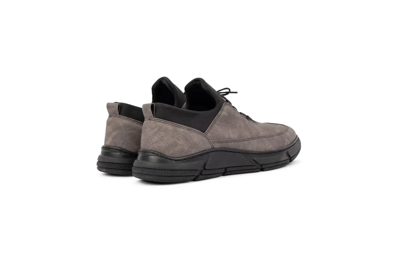 Ανδρικά Δερμάτινα Παπούτσια Suede Sneakers Μαύρο Γκρι 2204