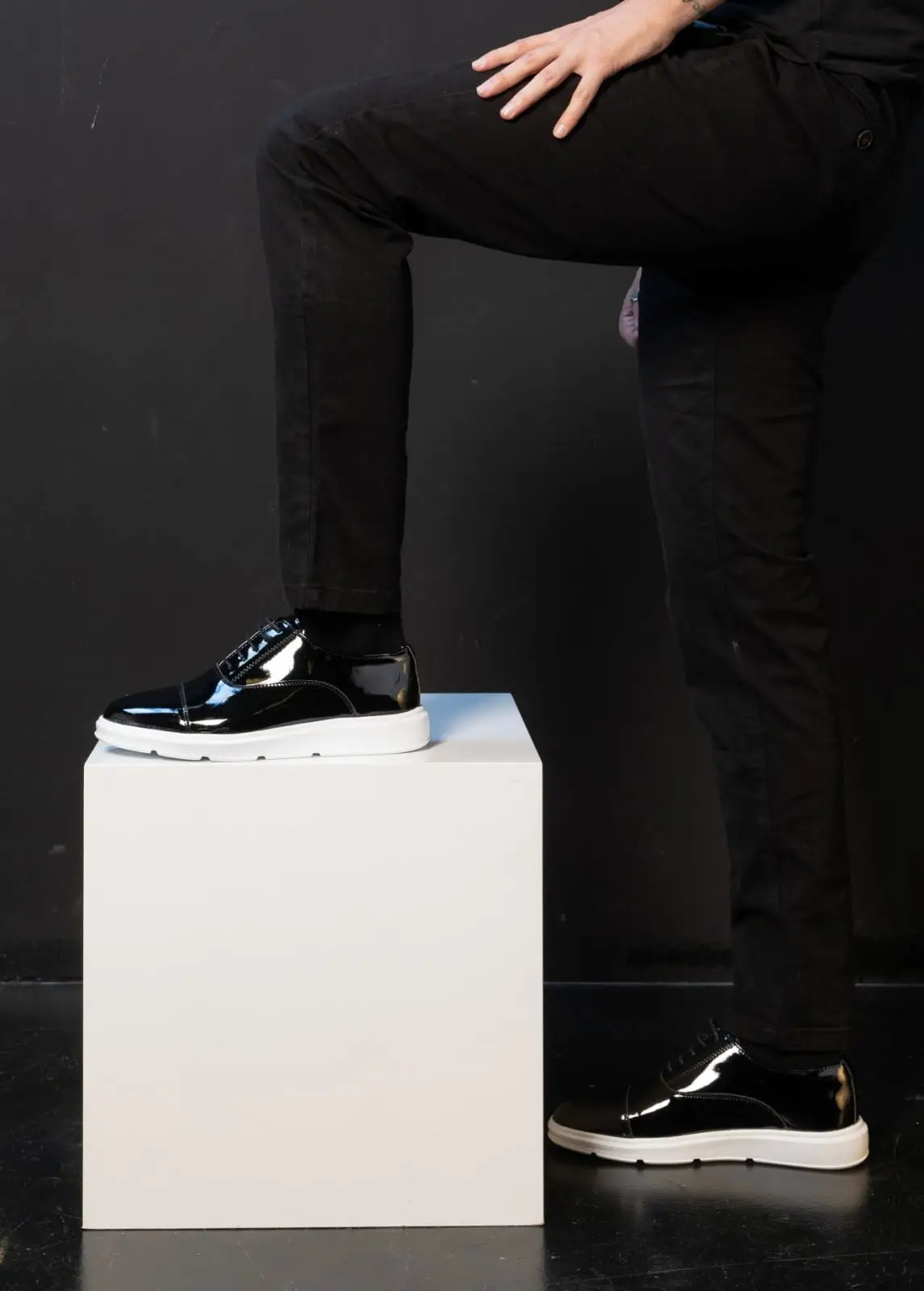 Ανδρικά Παπούτσια Δερμάτινα Oxfords Μαύρο Λουστρίνι 2312
