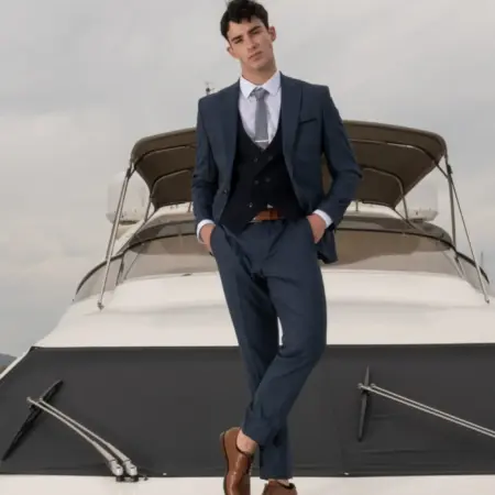 Ανδρικό Κοστούμι Μπλε Με Μαύρο Γιλέκο Senso Diverso S24-30