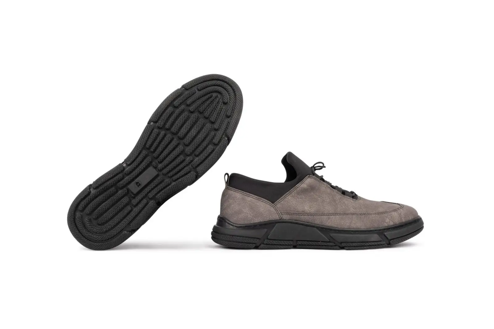 Ανδρικά Δερμάτινα Παπούτσια Suede Sneakers Μαύρο Γκρι 2204