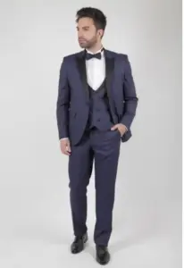 Ανδρικό Κοστούμι Μπλε Σκούρο Μαύρο Πέτο Στενή Γραμμή Kapralos Noble 3503