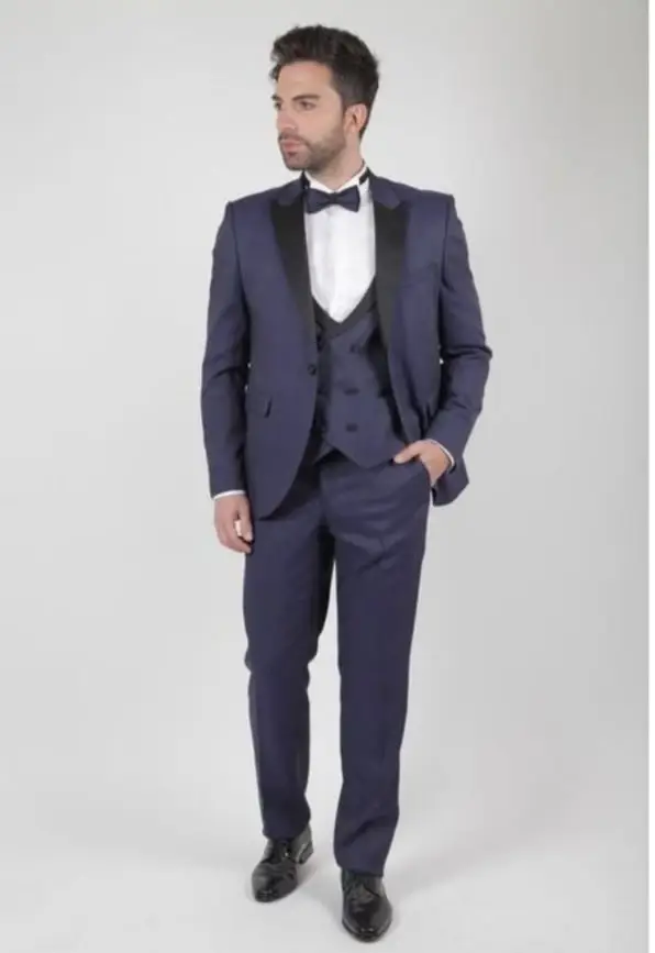 Ανδρικό Κοστούμι Μπλε Σκούρο Μαύρο Πέτο Στενή Γραμμή Kapralos Noble 3503