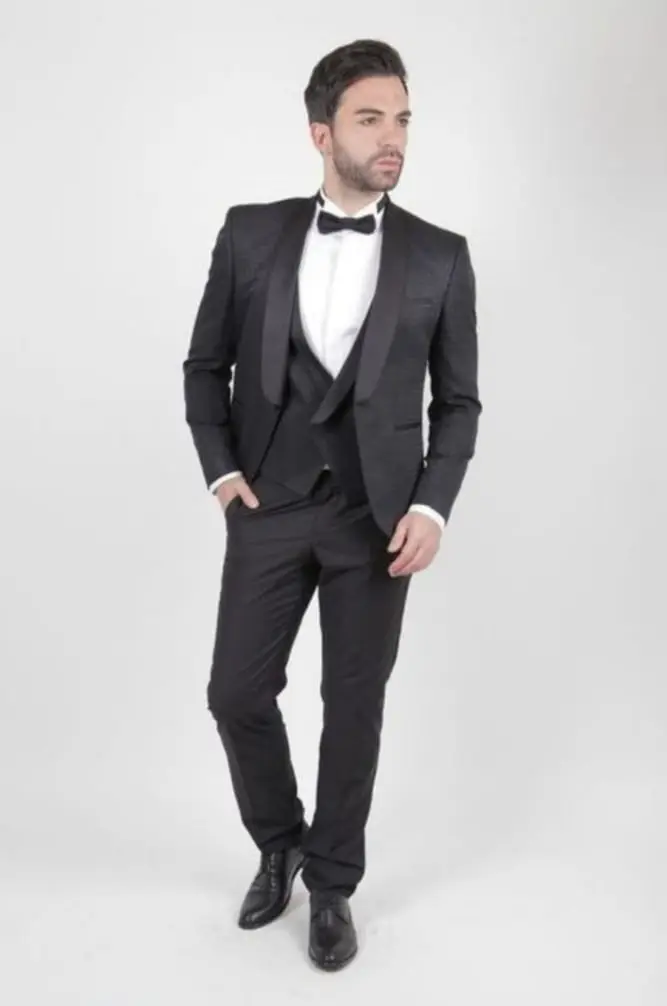 Ανδρικό Κοστούμι Μαύρο Στενή Γραμμή 3506